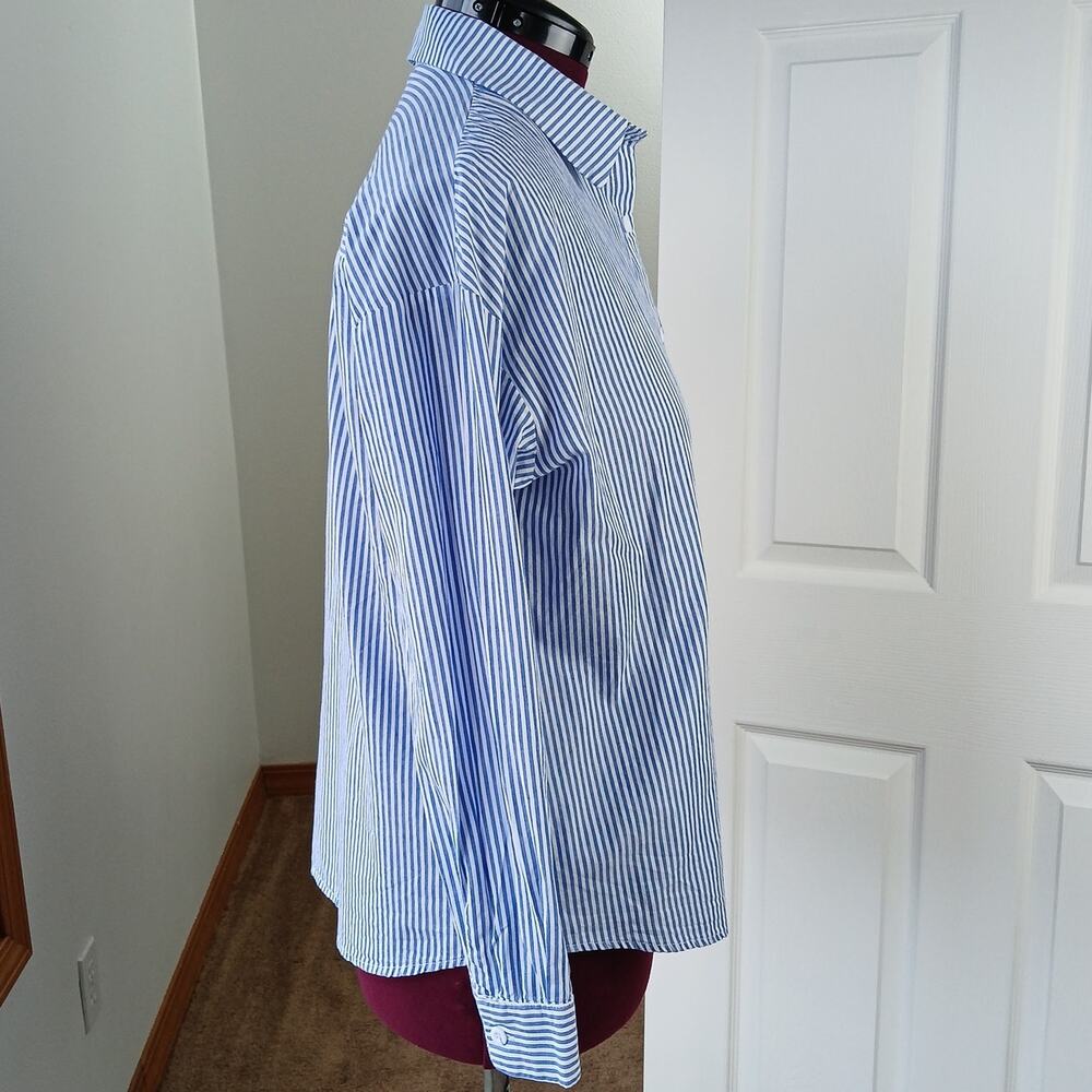Zeagoo Blue Striped Button-up Shirt L unisex classic office long sleeve collar - Picture 5 of 11